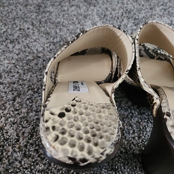 Jimmy Choo Snakeskin Python Slides Sandal Wooden Studded Heels Sz 40 - Picture 6 of 9